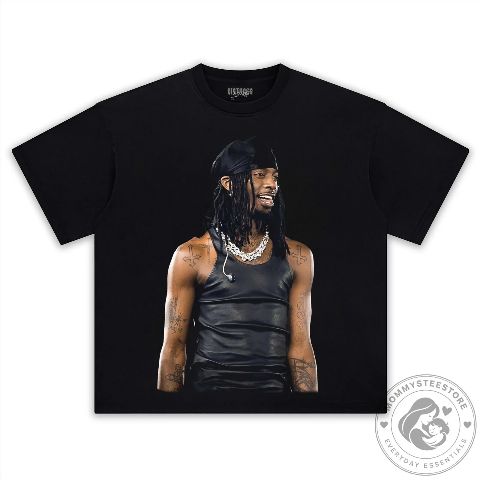 邦楽 Playboi Playboi Carti Black Graphic T-Shirt for Men and Women - Mommy's